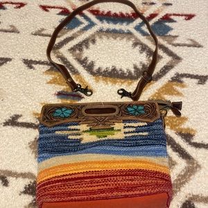 MYRA Tooled Rug Leather Tribal Crossbody bag